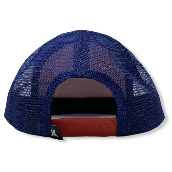 Hurley Men's One and Only Square Trucker Hat Cap - Red/Blue - Picture 4 of 5